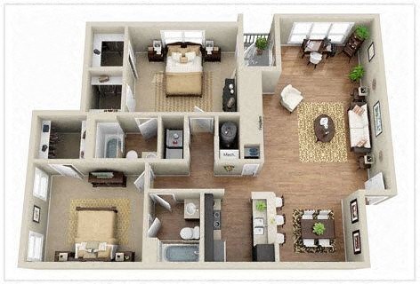 a floor plan of a house with a bedroom and a living room a floor plan of a house with a bedroom and a living room at Elme Druid Hills, Georgia